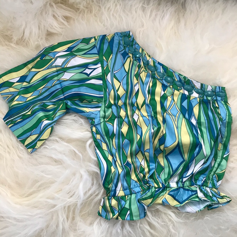 Rachel Lym One-Shoulder Satin Swim Top Cover-Up